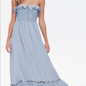 Forever 21 Strapless Ruffle Trim Maxi Dress